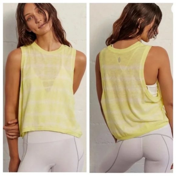 Free People Tops - NEW Free People Love Tie Dye Crop Tank Top Key Lime Yellow Womens Size XS, L